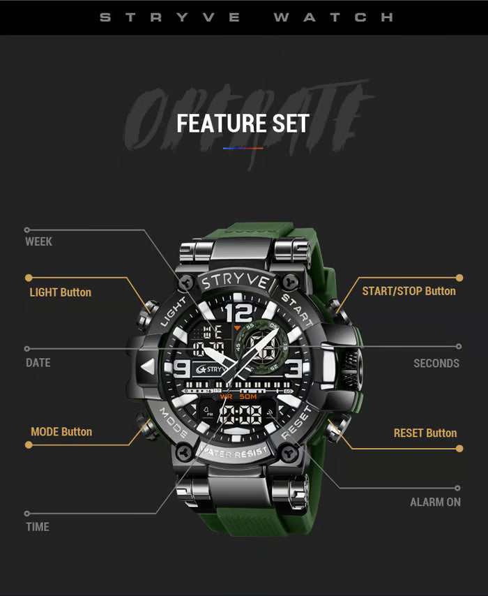 Colourful Men's Digital Sports Waterproof Dual-Screen Electronic Watch