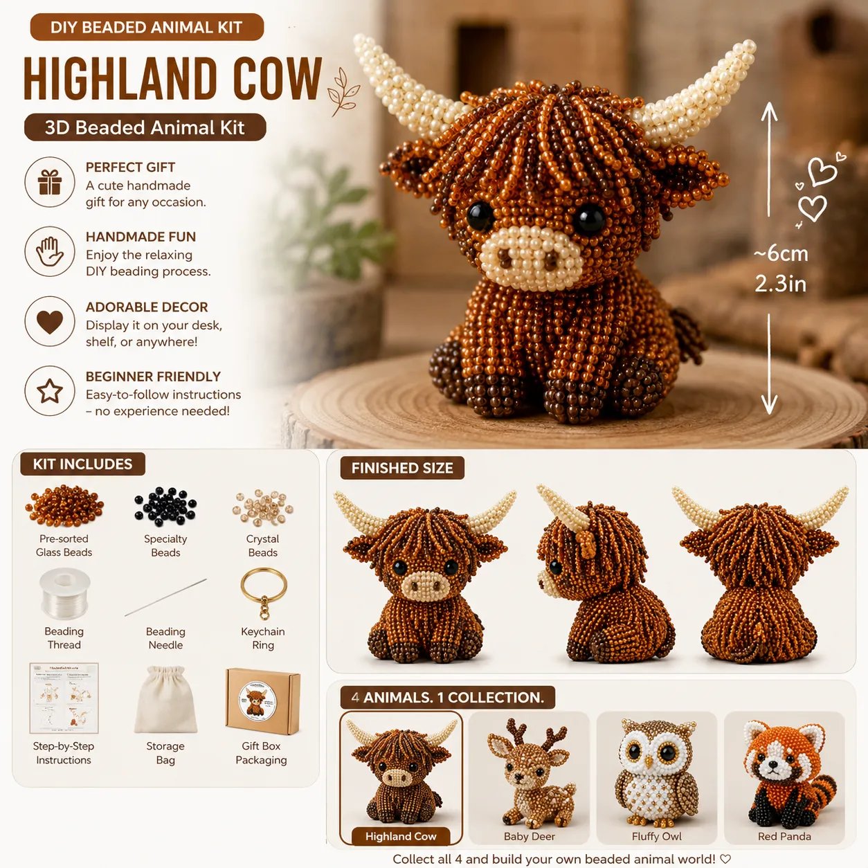 🔥Last Day 49% OFF -  2026 Noticeablek®🧵✨ Tiny 3D Beaded Animal DIY Kit