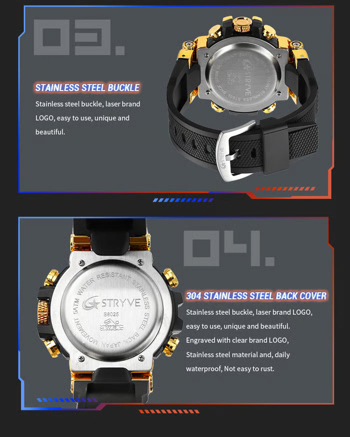 Colourful Men's Digital Sports Waterproof Dual-Screen Electronic Watch