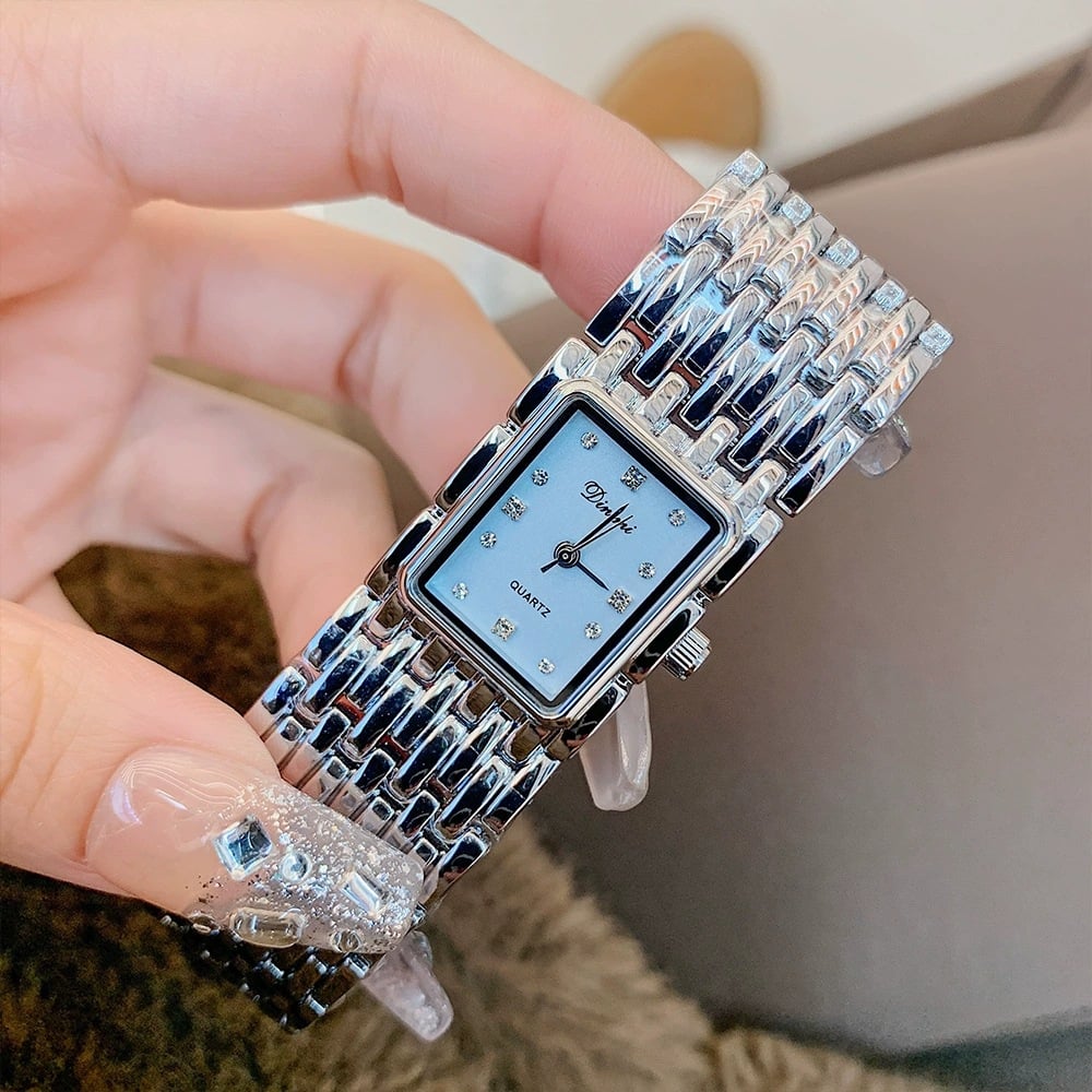 Retro Rectangular Women’s Quartz Watch, Stylish Metal Bracelet Band