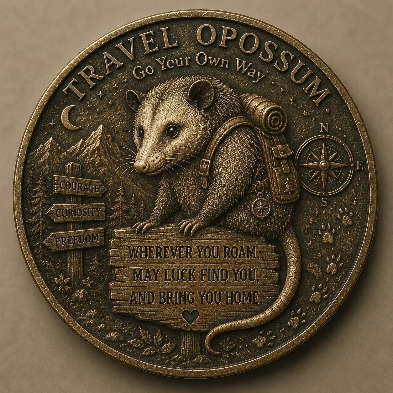 🧭 Travel Opossum Lucky Coin