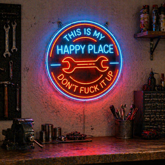 🔥Last Day 49% OFF - ⚡🛠️This Is My Happy Place Neon Garage Sign