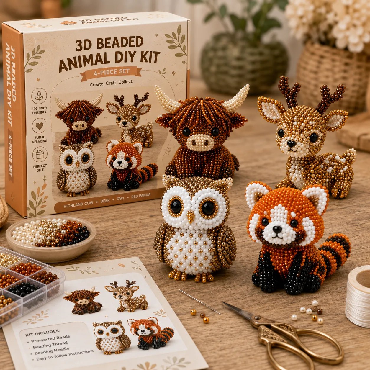 🔥Last Day 49% OFF -  2026 Noticeablek®🧵✨ Tiny 3D Beaded Animal DIY Kit