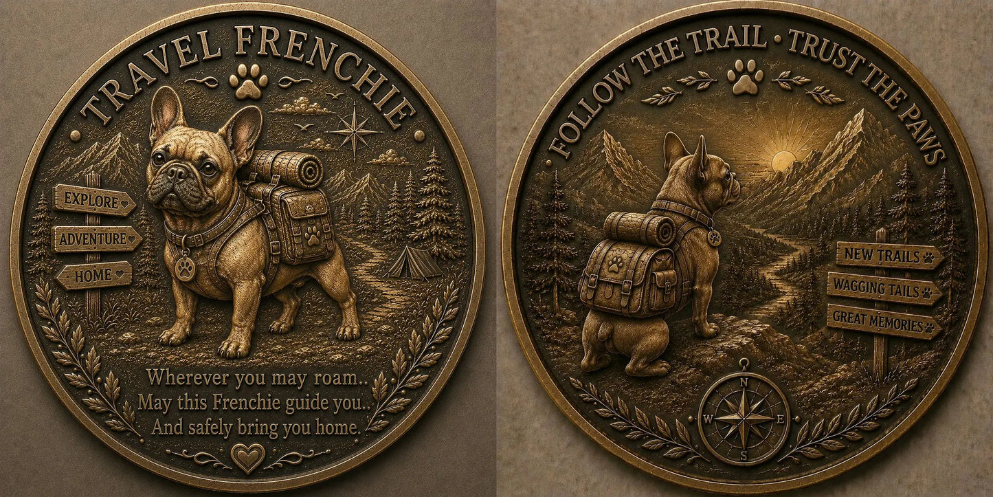 🐾 Travel Frenchie Lucky Coin