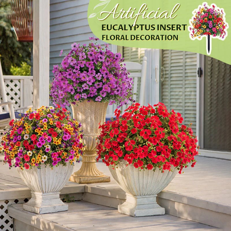 Artificial Eucalyptus and Violet Ground-Insert Floral Decoration